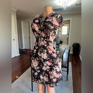 Siren Lily Black Floral Midi Dress